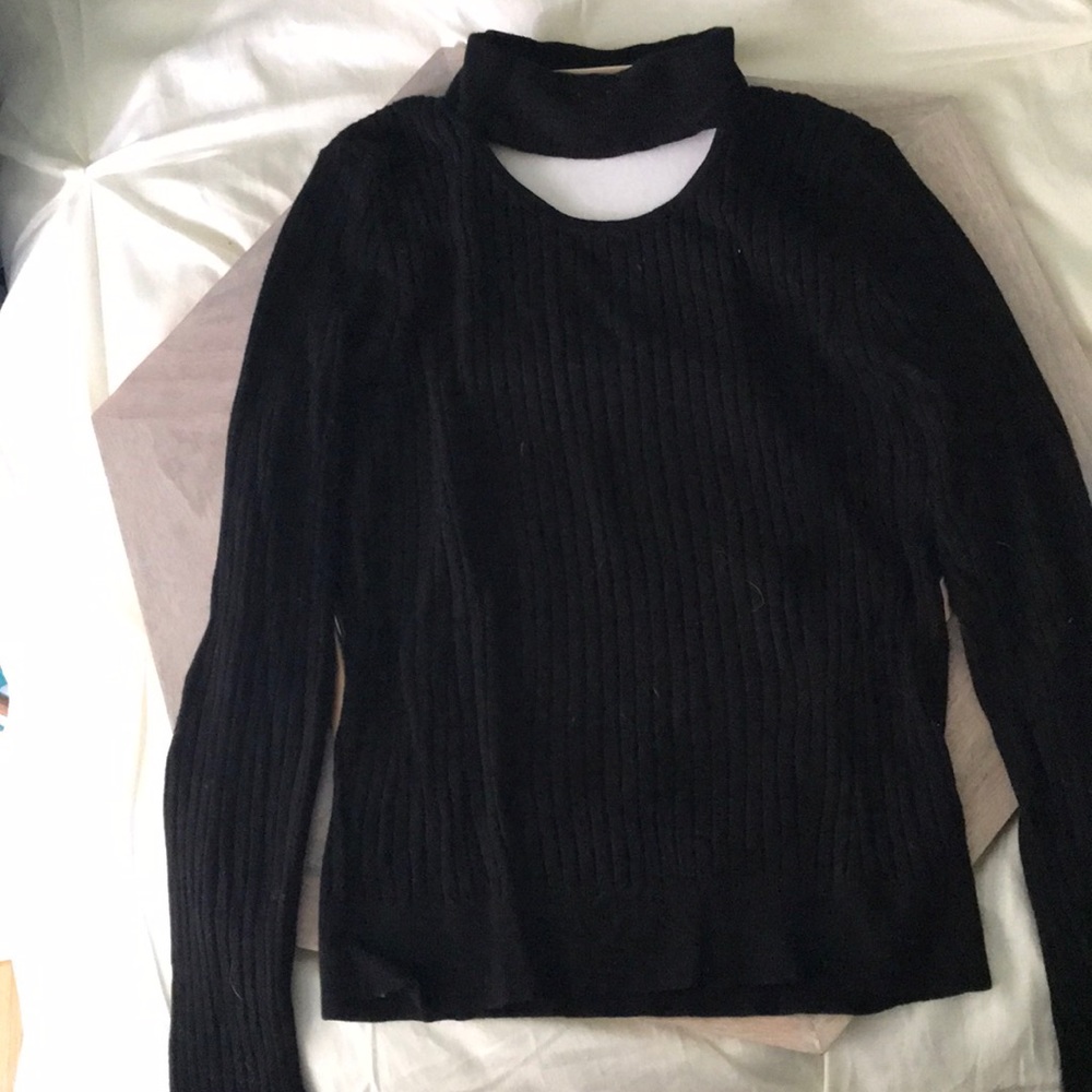 Express Keyhole Choker Black Longsleeve Sweater